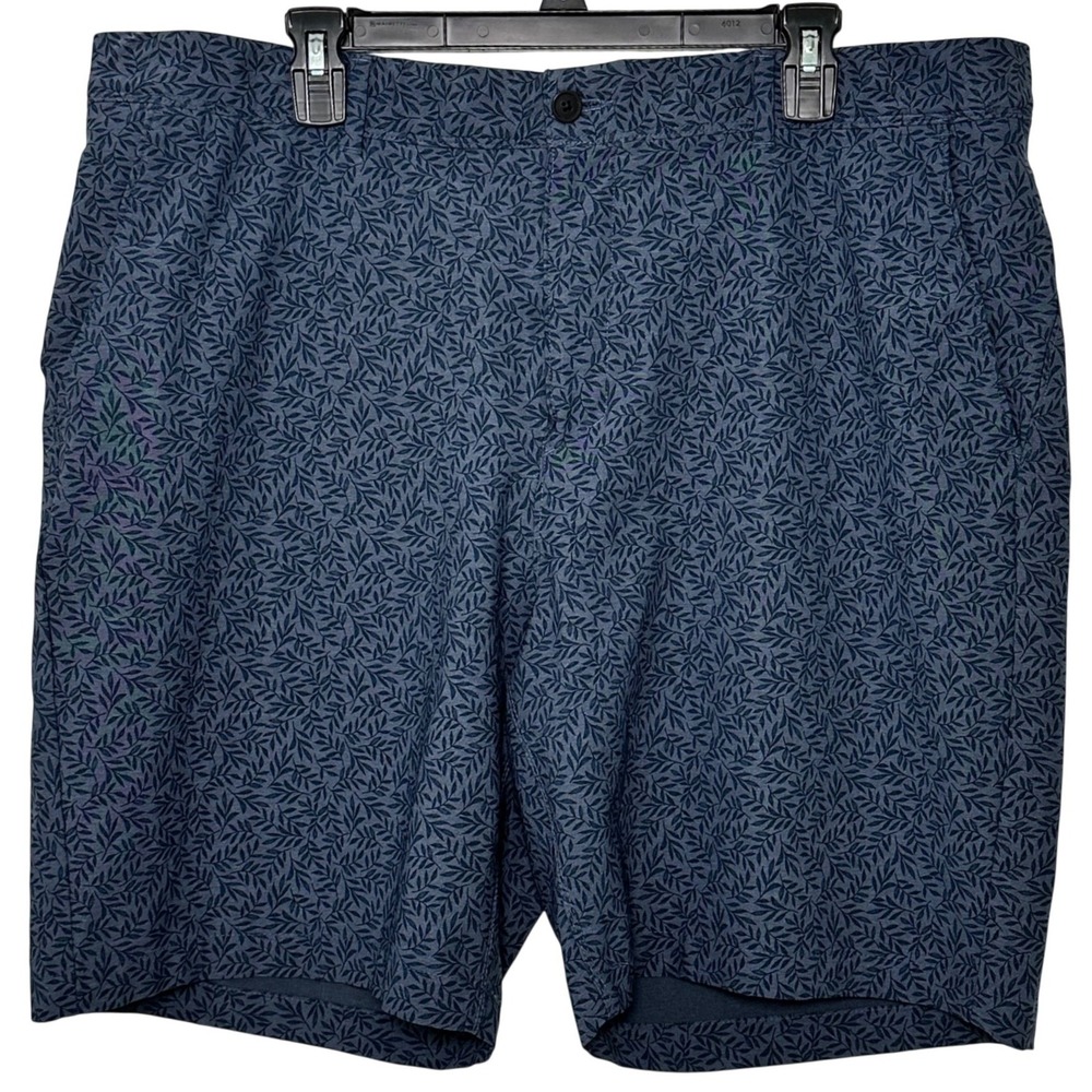 VRST Men's Size 42 Limitless Performance Golf Shorts Blue Leaf Print Stretch